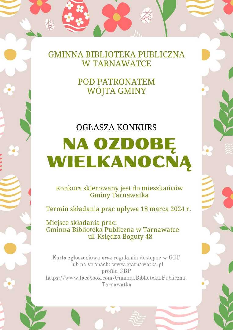 KONKURS NA OZDOBĘ WIELKANOCNĄ 2024 r.