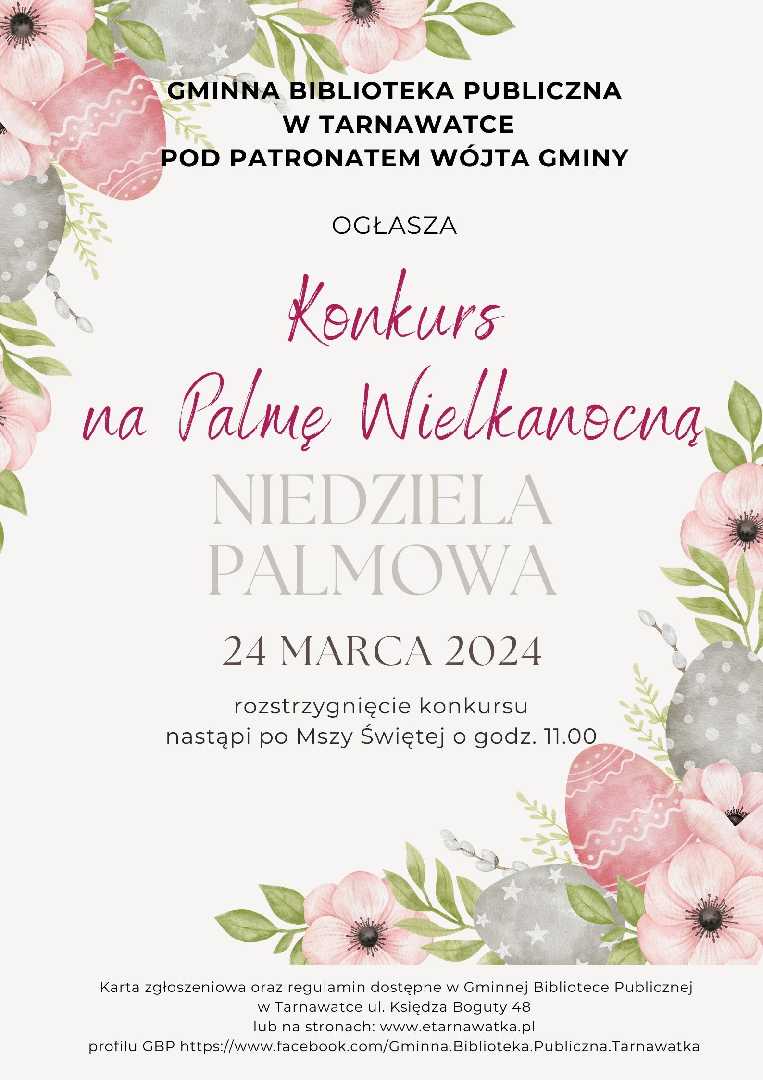 KONKURS NA PALMĘ WIELKANOCNĄ 2024 r.