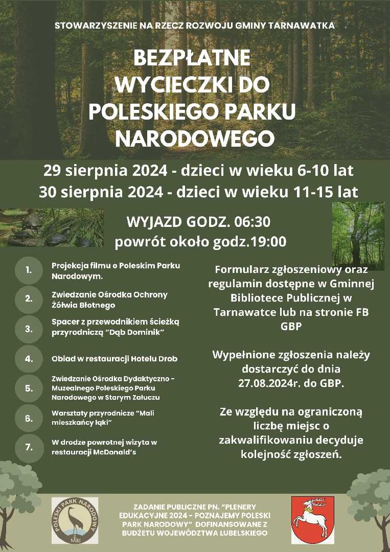 Bezpłatne wycieczki do Poleskiego Parku Narodowego
