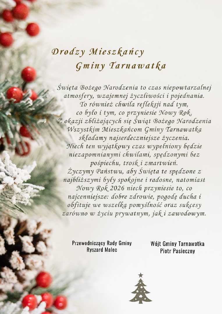 Życzenia z okazji Świąt Bożego Narodzenia i Nowego Roku 2026