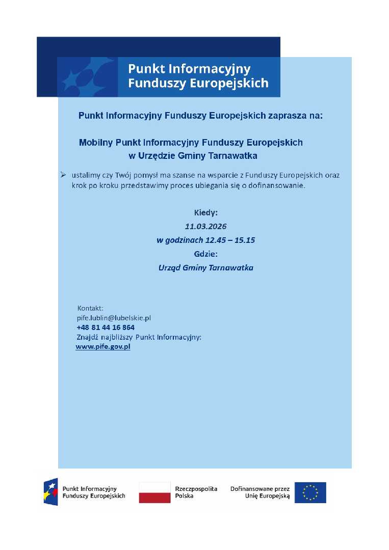 Mobilny Punkt Informacyjny Funduszy Europejskich