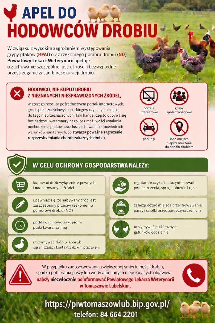 Apel do hodowców drobiu